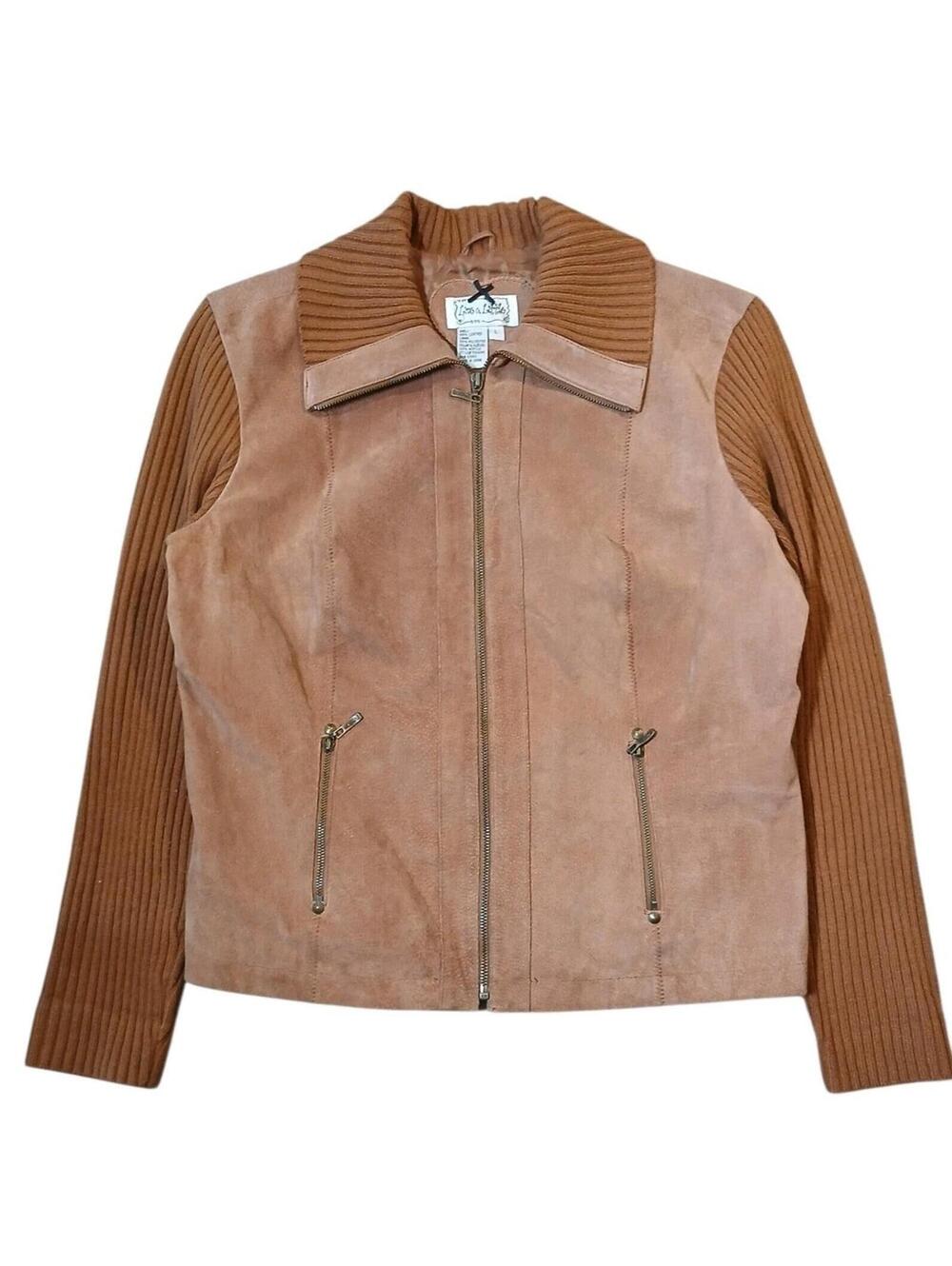 Live A Little suede ribbed knit jacket women's Size Large